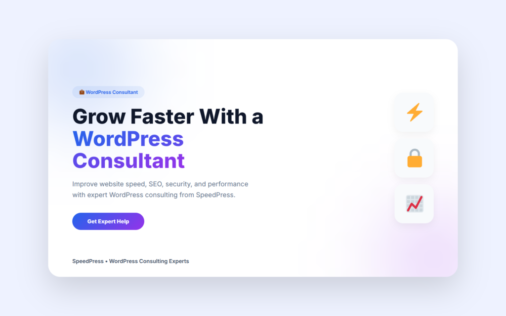 WordPress consultant helping improve website speed SEO security and performance