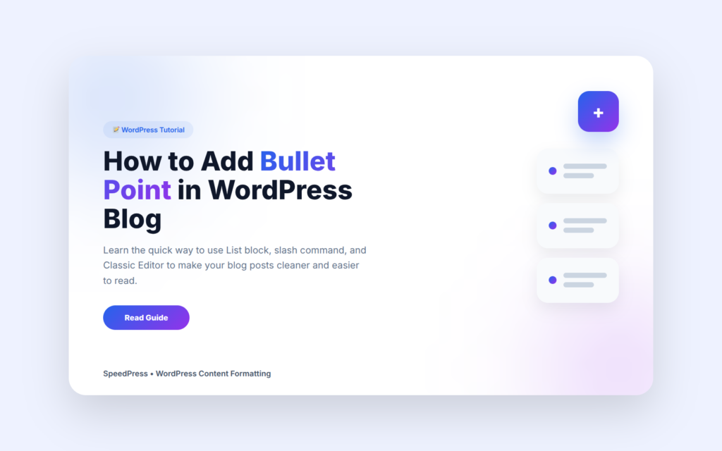 How to add bullet point in WordPress blog using List block and slash command