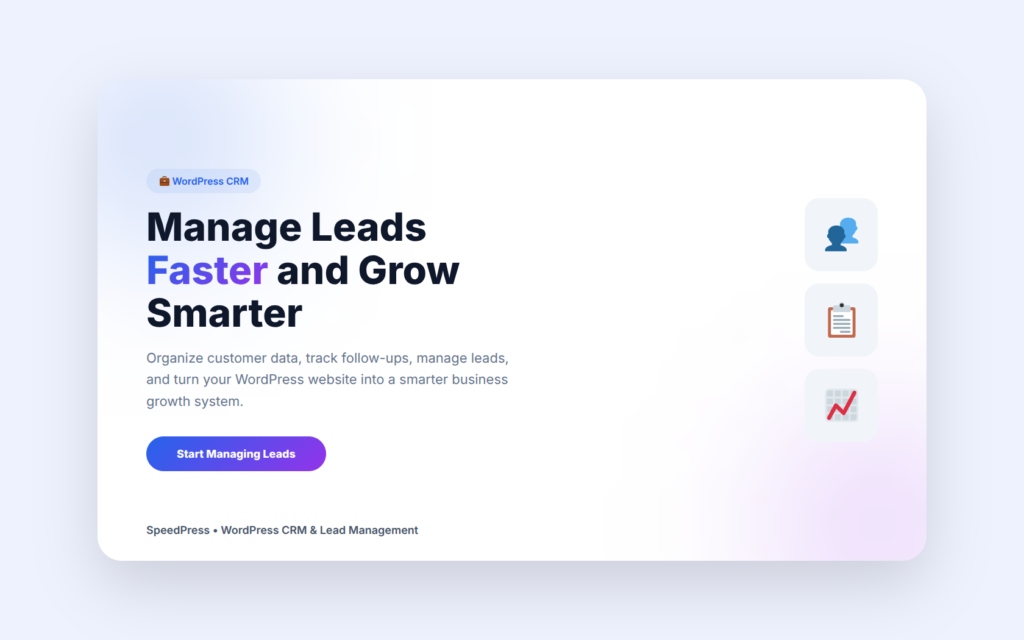 WordPress CRM dashboard for managing leads, follow-ups, and customer data faster