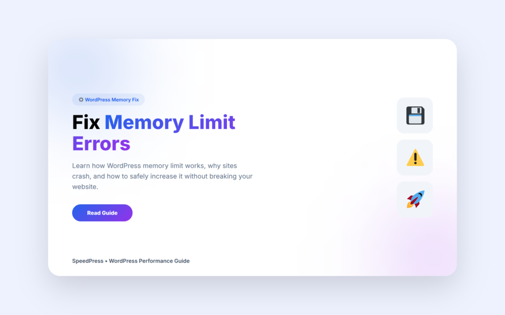 WordPress memory limit error fix guide showing how to increase PHP memory limit safely in WordPress