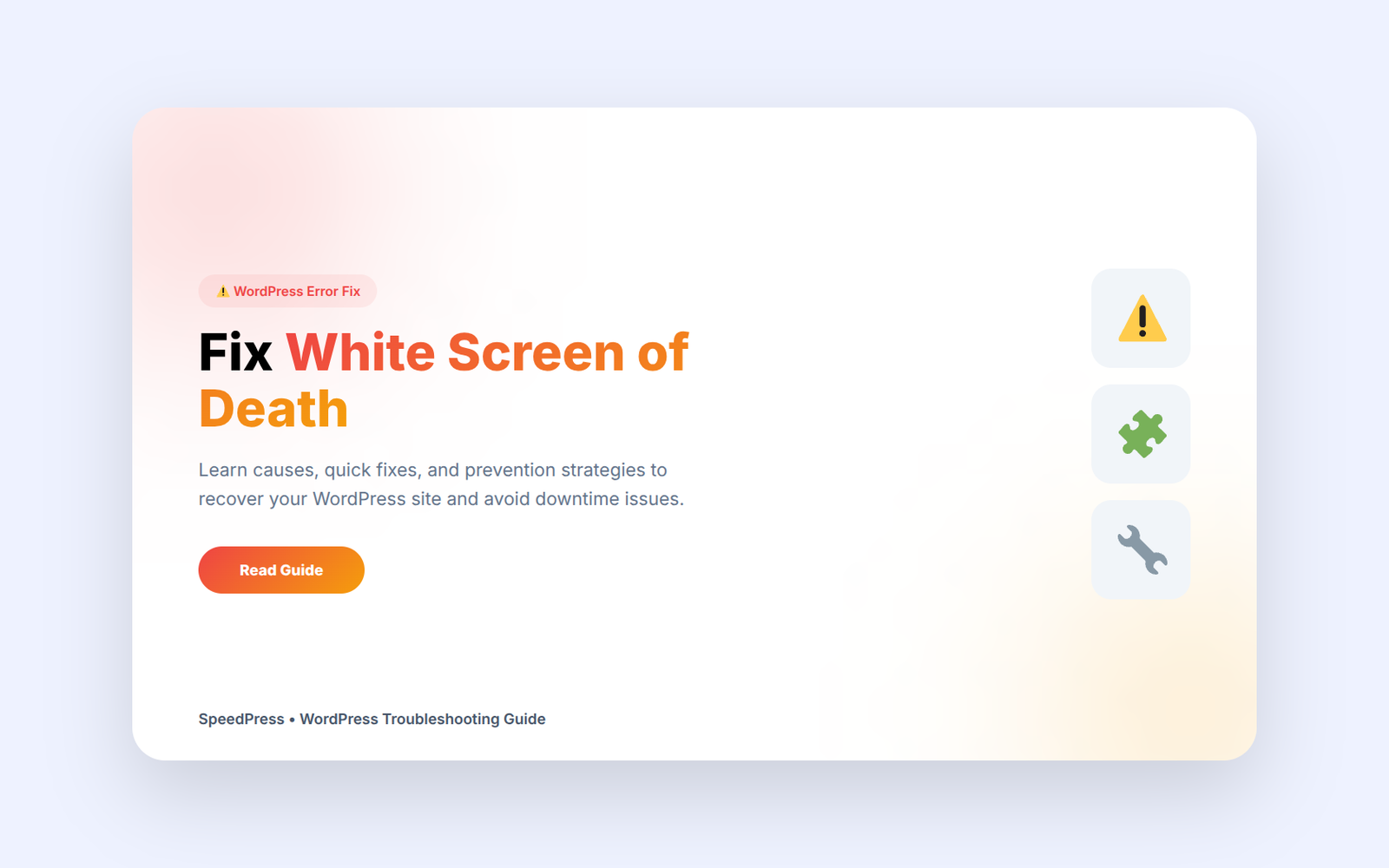 WordPress White Screen of Death fix guide showing causes, solutions, and prevention tips for website recovery and downtime issues.