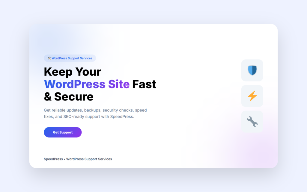 WordPress support services by SpeedPress for fast, secure, and SEO-friendly websites