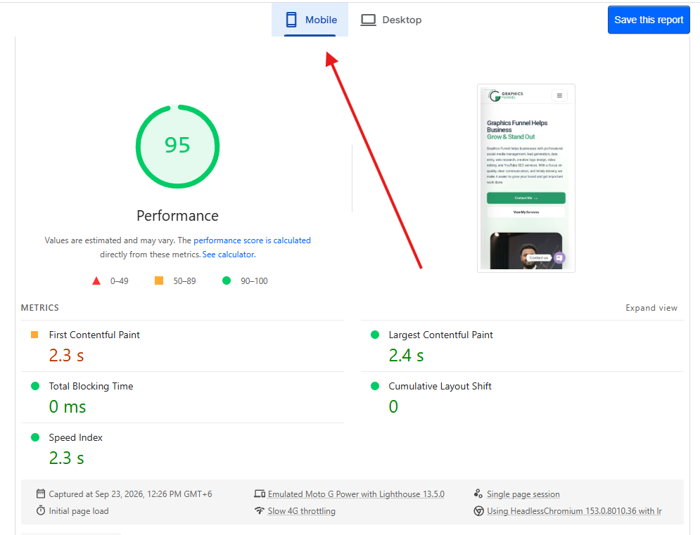 Core Web Vitals for graphicsfunnel business website